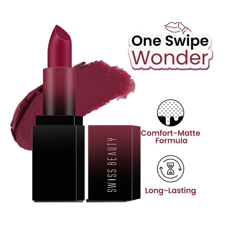 Swiss Beauty HD Matte Lipstick , High Coverage , Lightweight - 22 Brandy Harrington