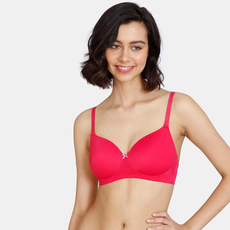 Zivame Beautiful Basics Padded Non Wired 34th Coverage T Shirt Bra Love Potion Pink Pink Buy 