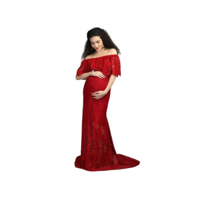 The Mom Store Elegant Wine Maternity Dress - Maroon (3XL)
