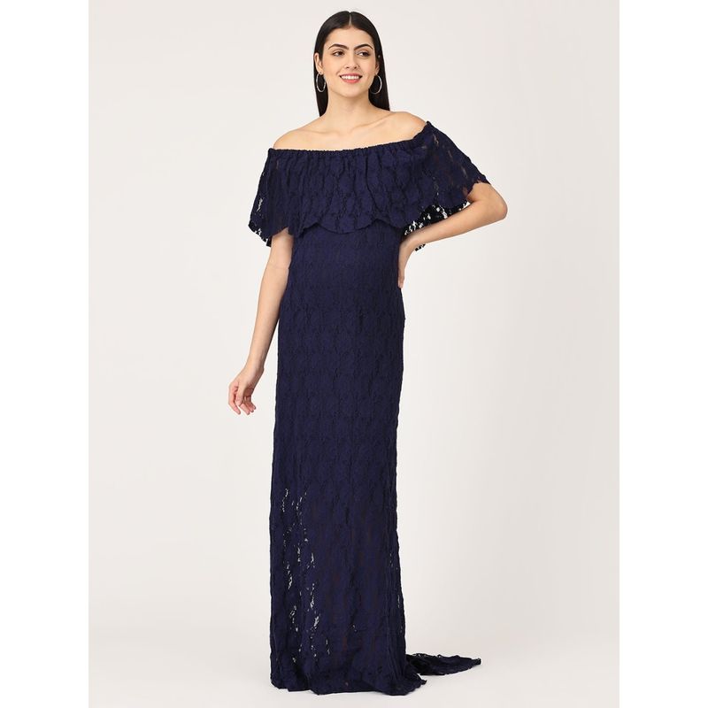 The Mom Store Enchante Blue Maternity Lace Gown (L)
