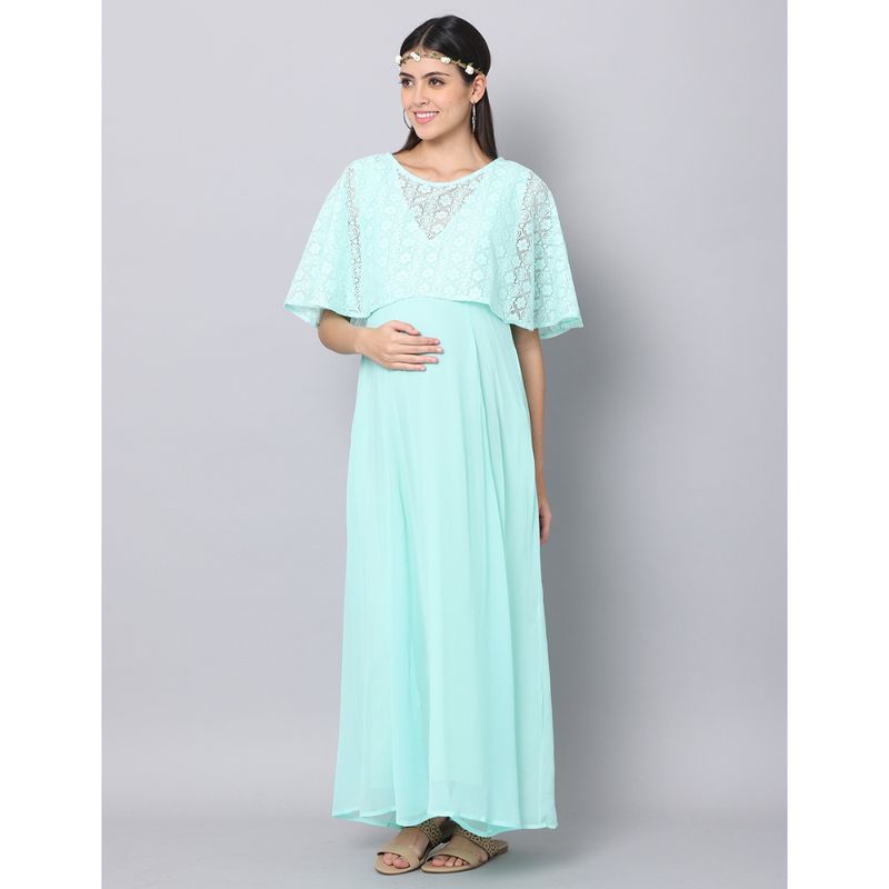 The Mom Store Misty Miss Jade Maternity Gown With Nursing - Blue (S)