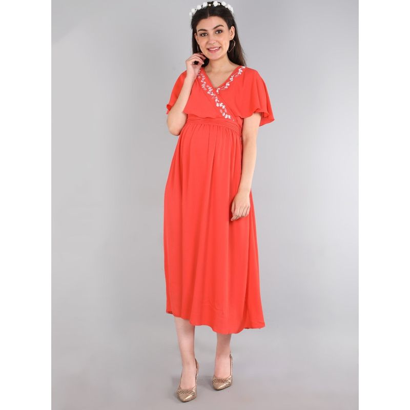 Buy The Mom Store Orange Daffodils Maternity Gown Baby Shower Dress Online