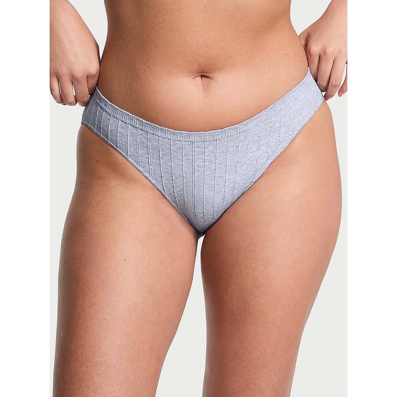 Victoria's Secret Grey Self Design Regular Bikini Panty (S)