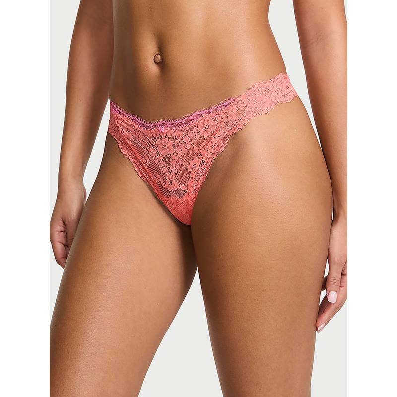 Victoria's Secret Orange Self Design Regular Thong Panty (M)