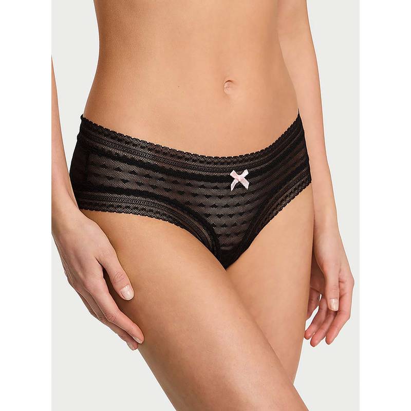 Victoria's Secret Black Self Design Regular Brief Panty (XS)
