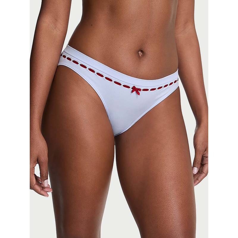 Victoria's Secret White Self Design Regular Bikini Panty (L)