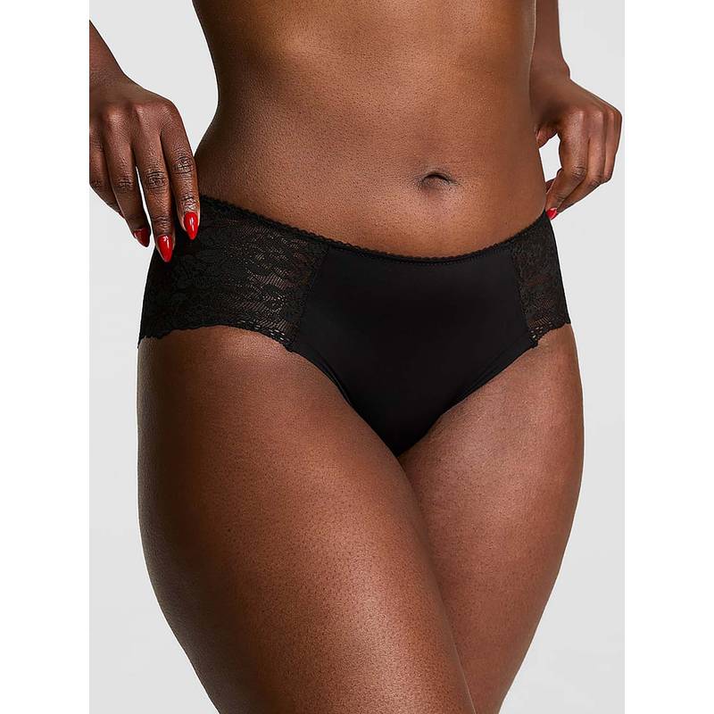Victoria's Secret Black Self Design Regular Brief Panty (XS)