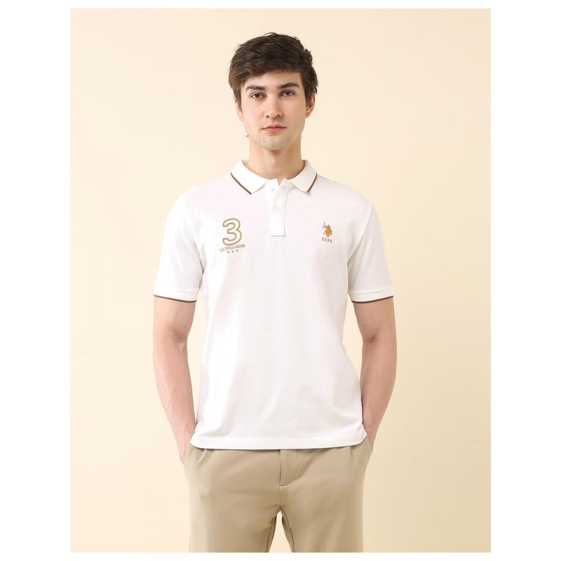 U.S. POLO ASSN. Mens Embroidered Pure Cotton Gold Cup Polo T-Shirt (S)