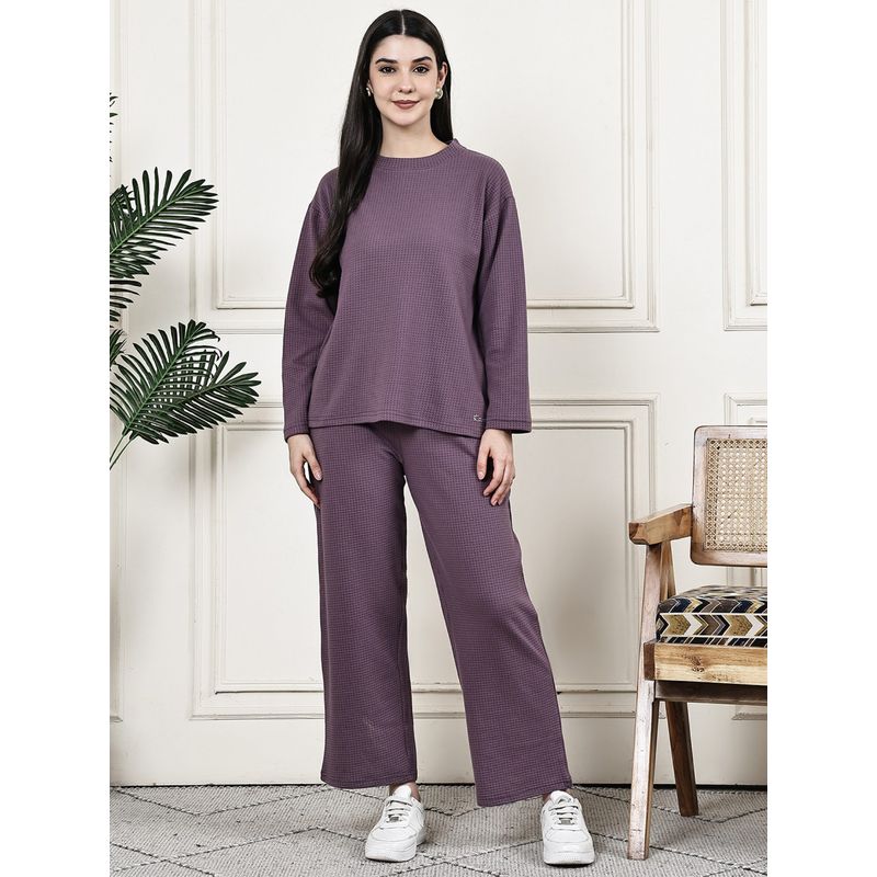 Kanvin Womens Winter Wear Purple Top with Pyjama (S)