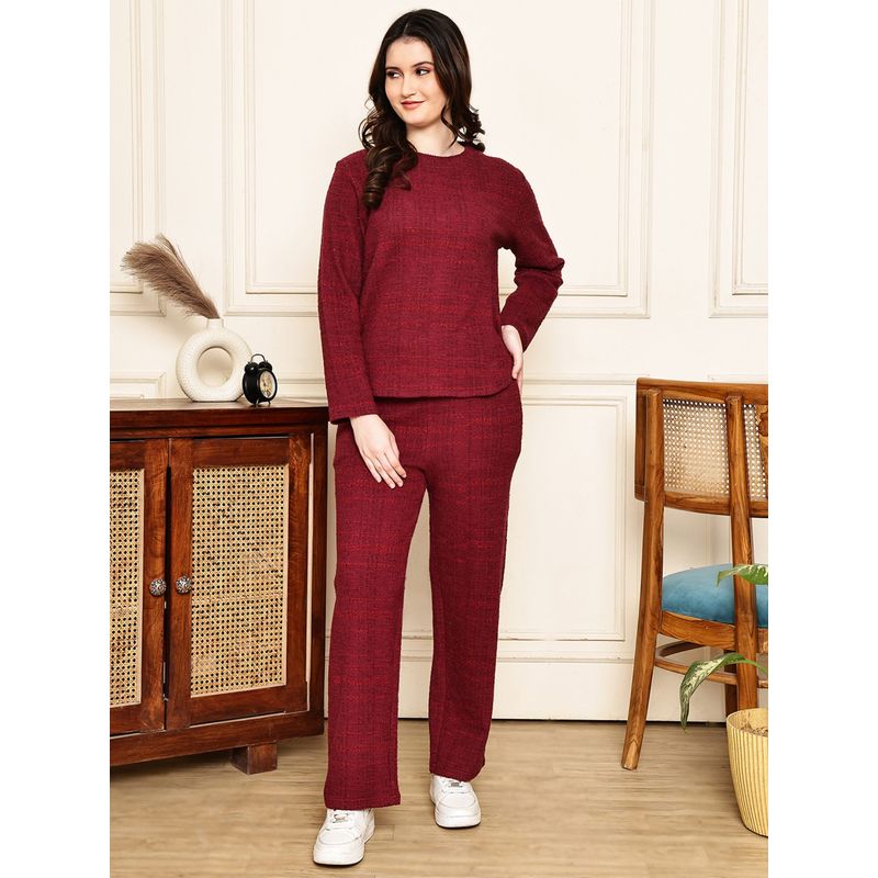 Kanvin Womens Winter Wear Red Top with Pyjama (M)