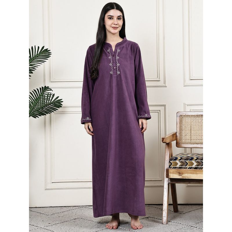 Kanvin Womens Winter Wear Purple Nighty (M)