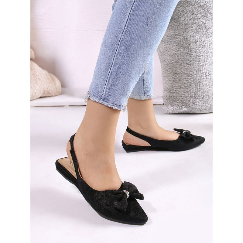 Iconics Women Elegant & Comfortable Bow Slingback Sandals Black (EURO 36)