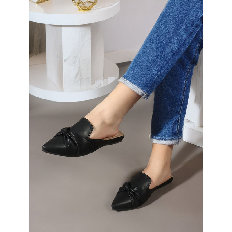 Iconics Women Classic Comfort & Style Elegant Knot Mules Black (EURO 40)