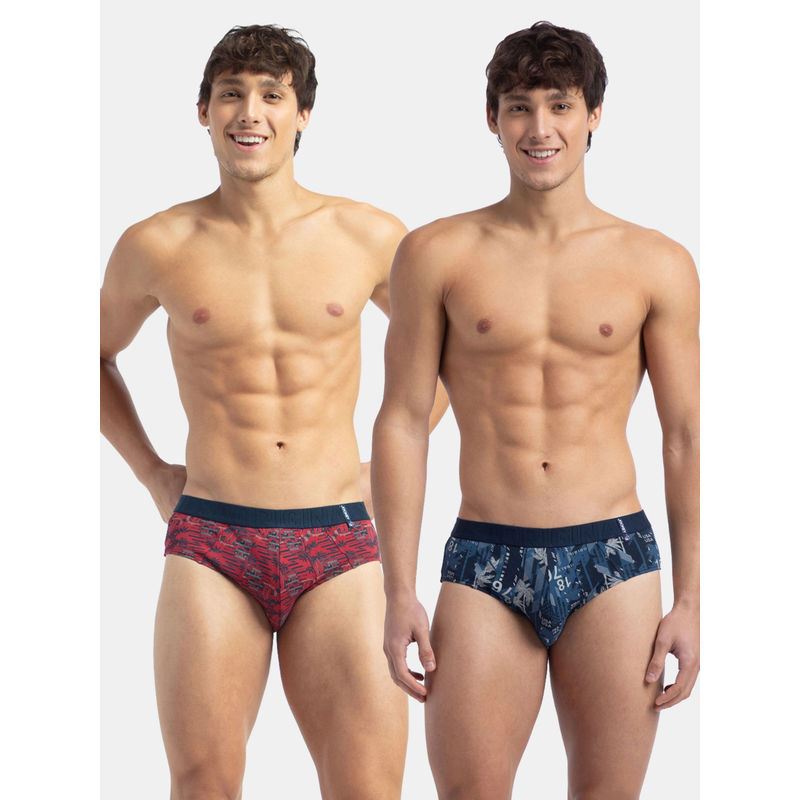 Jockey Us52 Men Multi-Color Super Combed Cotton Printed Briefs (Pack Of 2) (L)