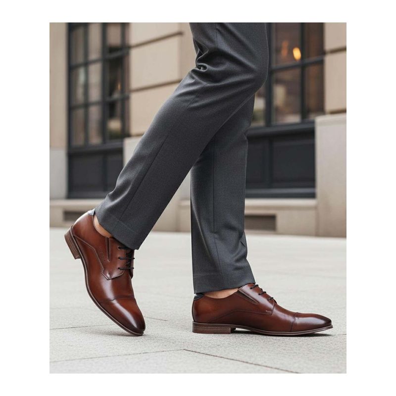 Bugatti Margo Cognac Premium Leather Comfort Derbies (EURO 41)