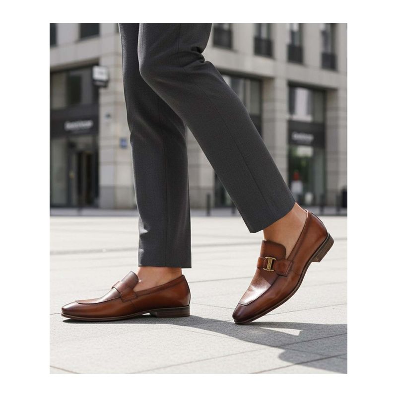 Bugatti Margo Cognac Premium Tan Leather Comfort Loafers (EURO 43)