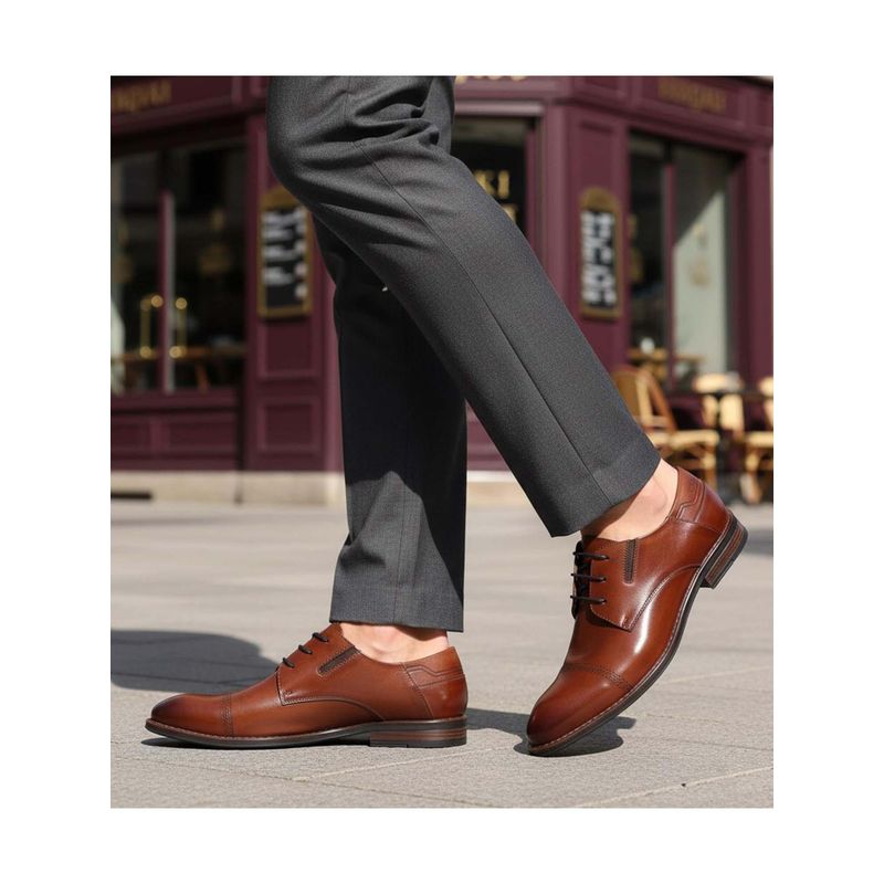 Bugatti Amros Cognac Premium Leather Comfort Derbies (EURO 41)