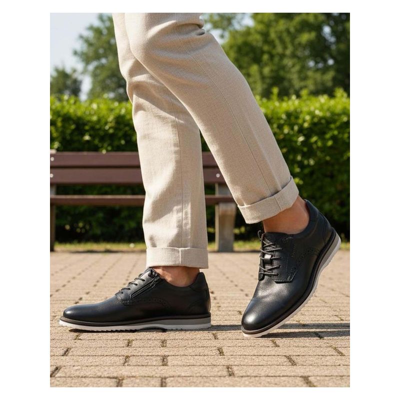 Bugatti Sione Comfort Black Premium Leather Casual Derbies (EURO 40)