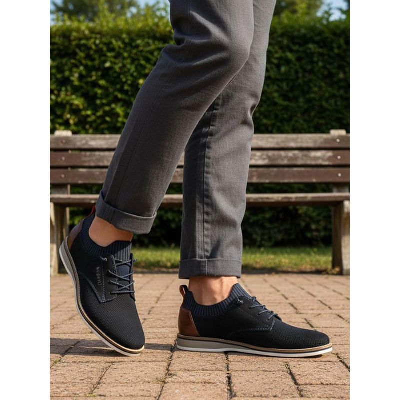 Bugatti Sione Comfort Dark Blue Premium Leather Casual Derbies (EURO 40)