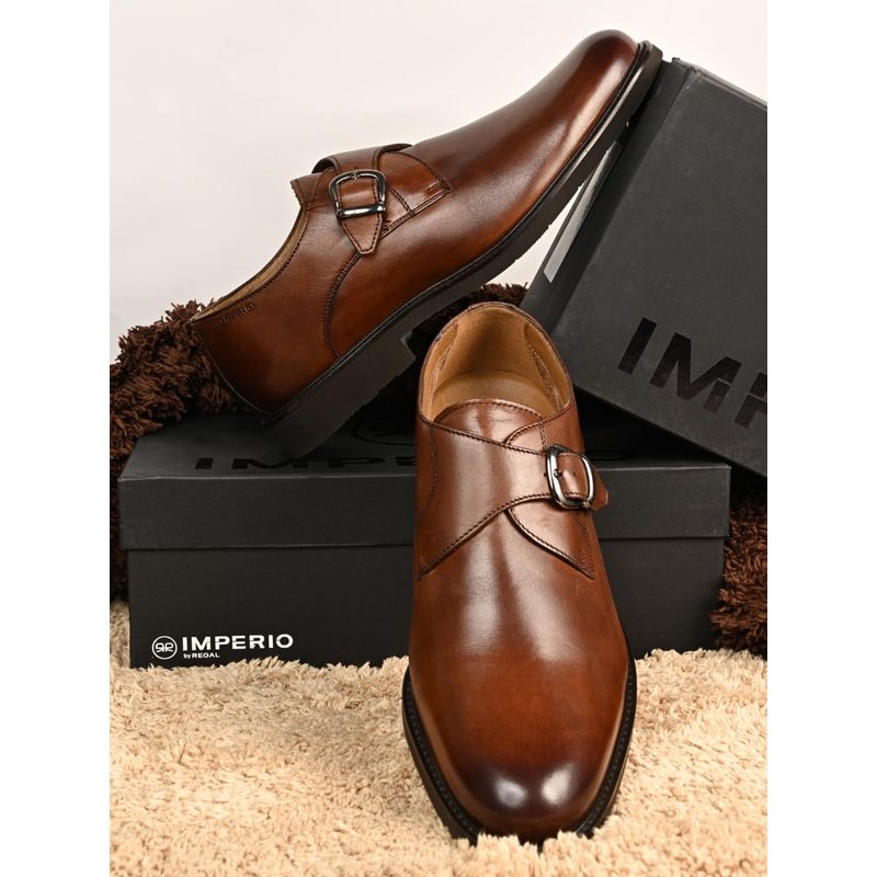 Imperio By Regal Tan Men Xlite Leather Double Monks Straps (UK 6)