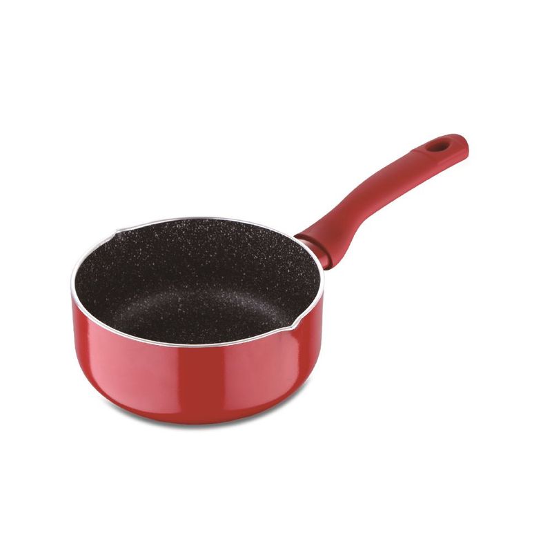 Bergner Bellini+ Pressed Aluminium Non stick Sauce Pan, 16 Cm, 1.8 Liters, Induction Base, Red