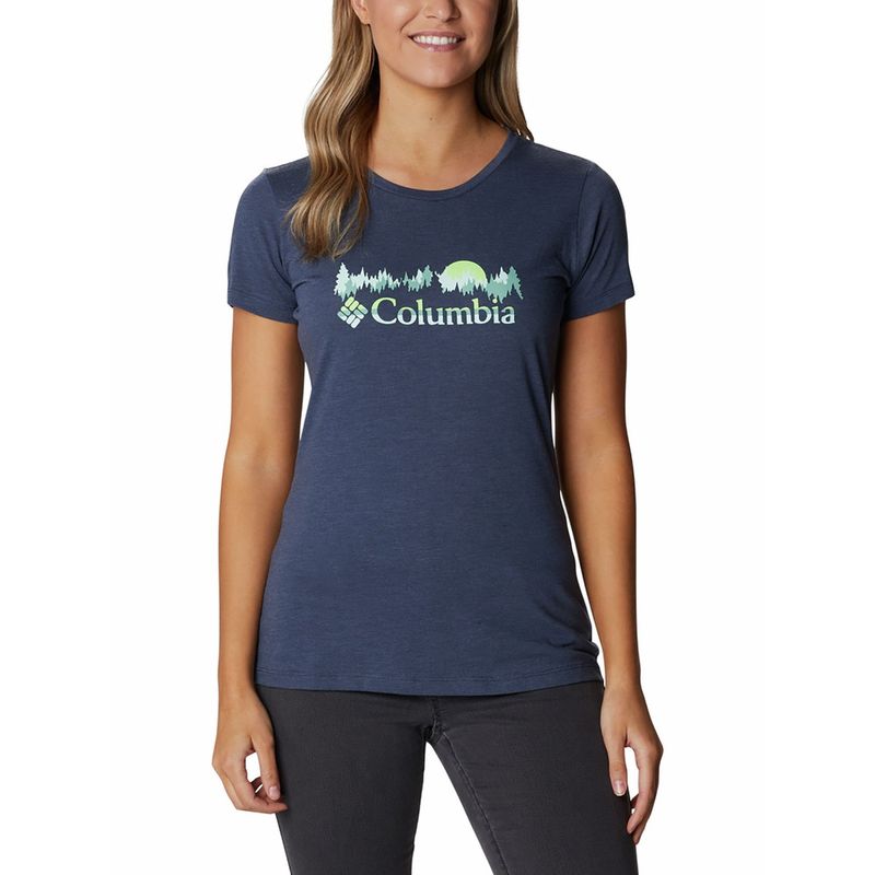 Columbia Womens Navy Daisy Days Short Sleeve Graphic Tshirt (M)