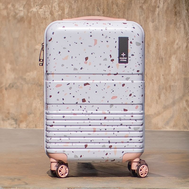 Nasher Miles Venice Hard-Sided Polycarbonate Cabin Terrazzo Printed Luggage Peach Trolley Bag (S)