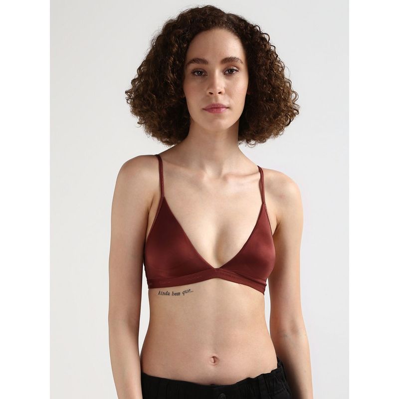 Calvin Klein Brown Medium Coverage Padding Non-Wired Plunge Bra (L)