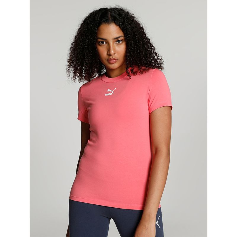 Puma Classic Slim Women Pink T Shirt (XS)