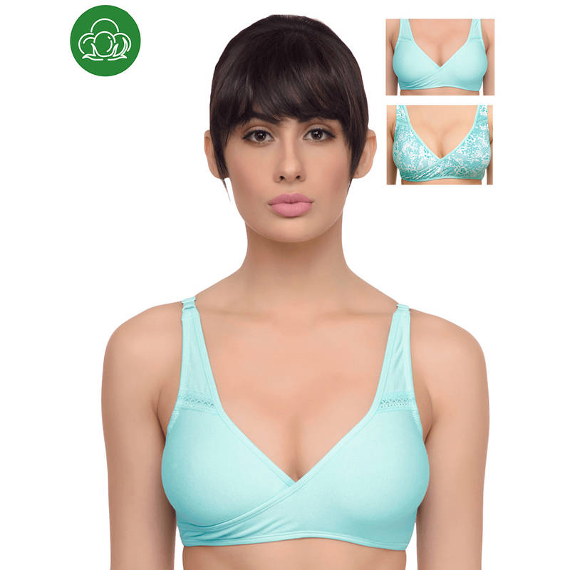 Inner Sense Organic Antimicrobial Sleeping/Feeding Bra Pack of 3 - Multi-Color (38D)