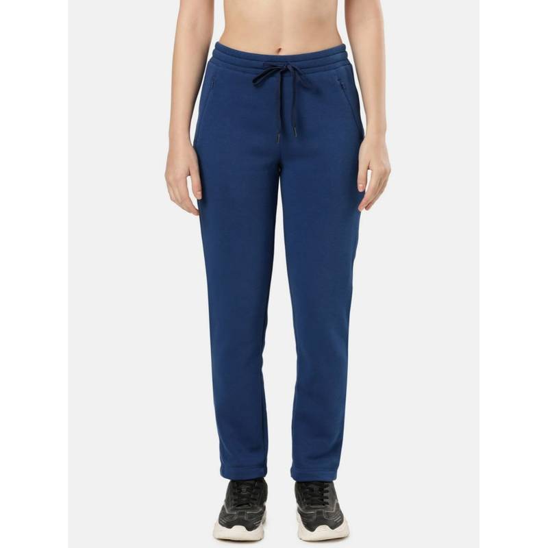 Jockey U110 Women Super Combed Cotton Fleece Fabric Relaxed Fit Trackpants-Navy Peony (L)