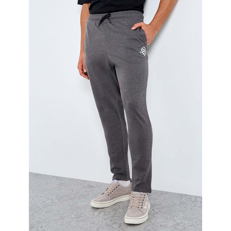 Styli Men Grey Solid Straight Fit Poly Trackpant (S)