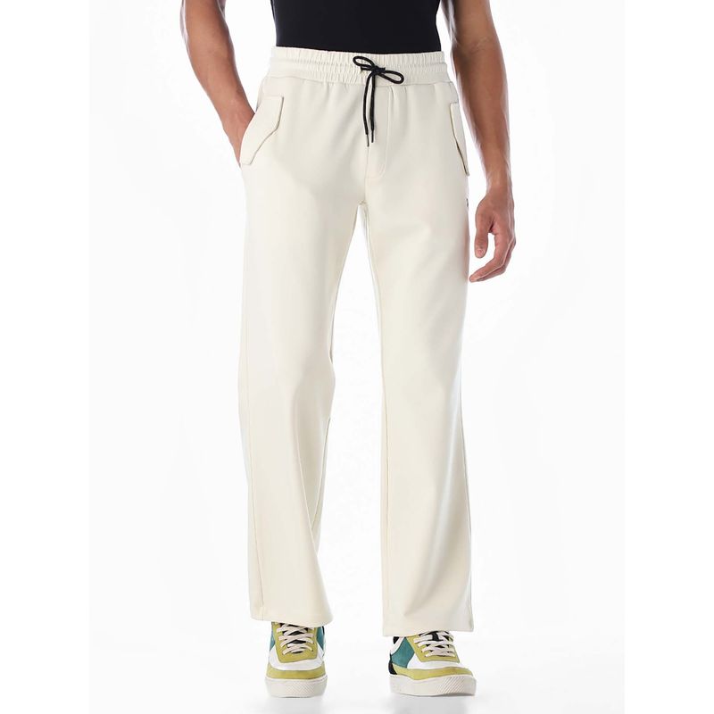 Jack & Jones Men Regular Fit White Solid Trackpant (M)