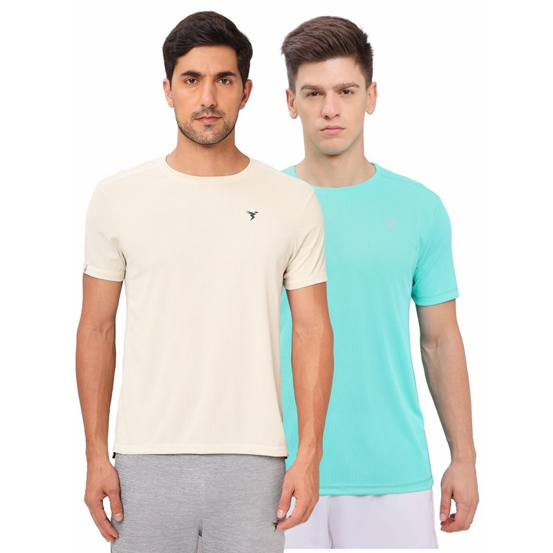 Technosport Men Multi-Color Solid Slim Fit Round Neck Sports T-Shirt with Techno Cool+ (L)