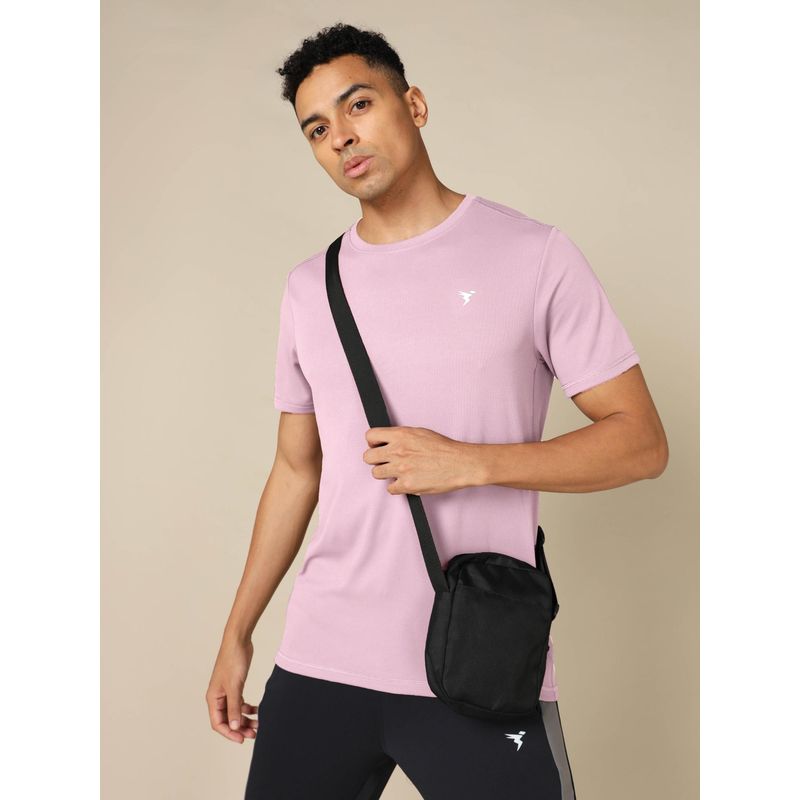 Technosport Men Purple Solid Slim Fit Round Neck Sports T-Shirt with Technocool+ (L)
