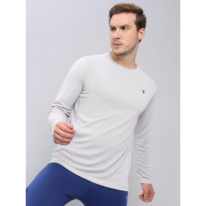 Technosport Men White Solid Slim Fit Round Neck Sports T-Shirt with Technocool+ (M)