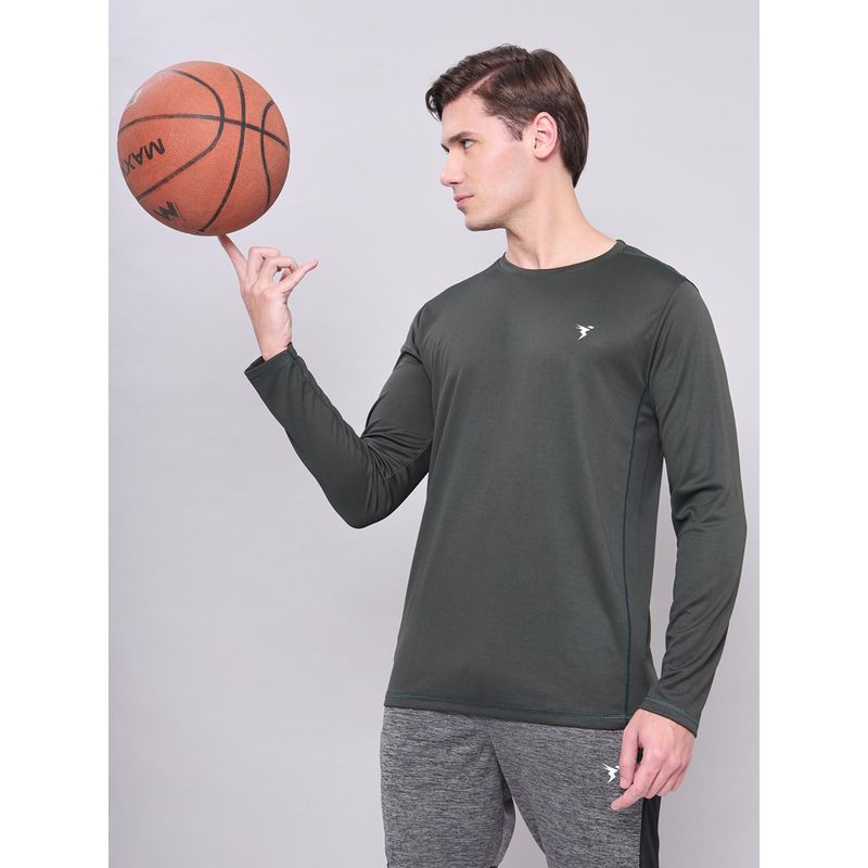 Technosport Men Grey Solid Slim Fit Round Neck Sports T-Shirt with Technocool+ (L)