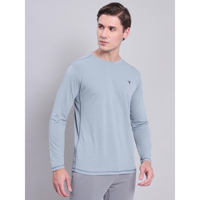 Technosport Men Grey Solid Slim Fit Round Neck Sports T-Shirt with Technocool+ (M)