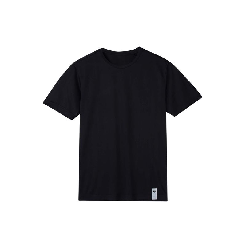 Tego Black Polyester Solid Men T-shirt - Black (L)
