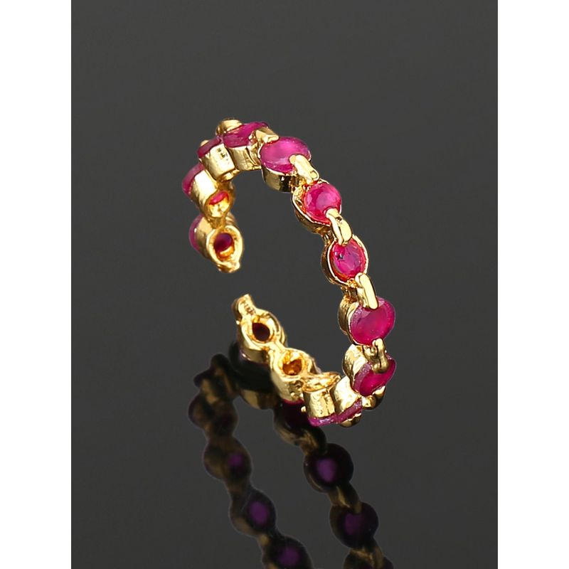 Buy Estele Gold Plated Cz Sparkling Finger Ring With Ruby Crystals For ...