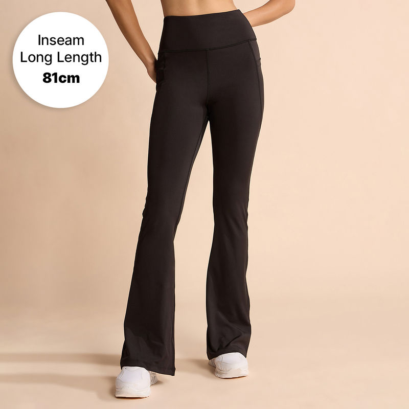 Kica Women Stretchable Long Length Flared Pants Black (S)