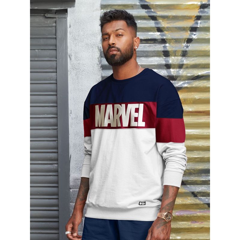 The Souled Store Marvel - Classic Logo Cotton Men Oversized Sweatshirt (L)