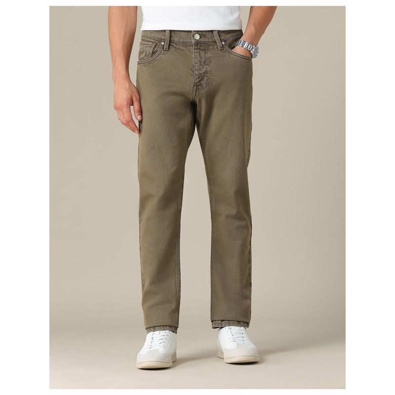 U.S. Polo Assn. Denim Co. Mens Brandon Slim Straight Fit Brown Jeans (30)