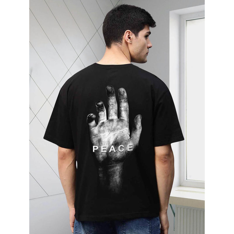 PRONK Peace Men Oversized Printed T-Shirt (M)