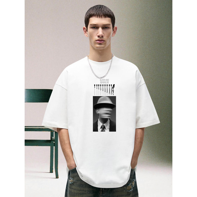 PRONK Game Over Men Oversized Printed T-Shirt (L)