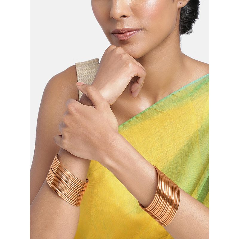 Peora Rose Gold Plated Metal Bangles Fashion Jewellery for Women (2.4)