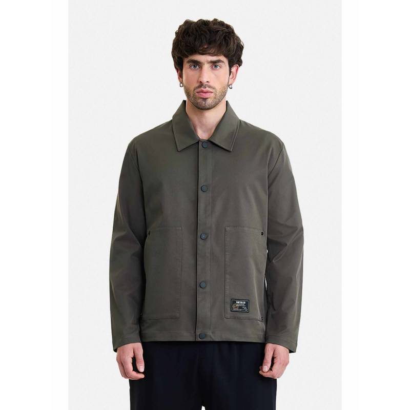 Snitch Olive Polyester Collar Neck Jacket (M)