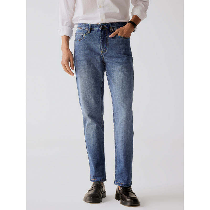 Andamen Mens Casual Twill Woven Placement Embroidery Regular Fit Jeans (32)