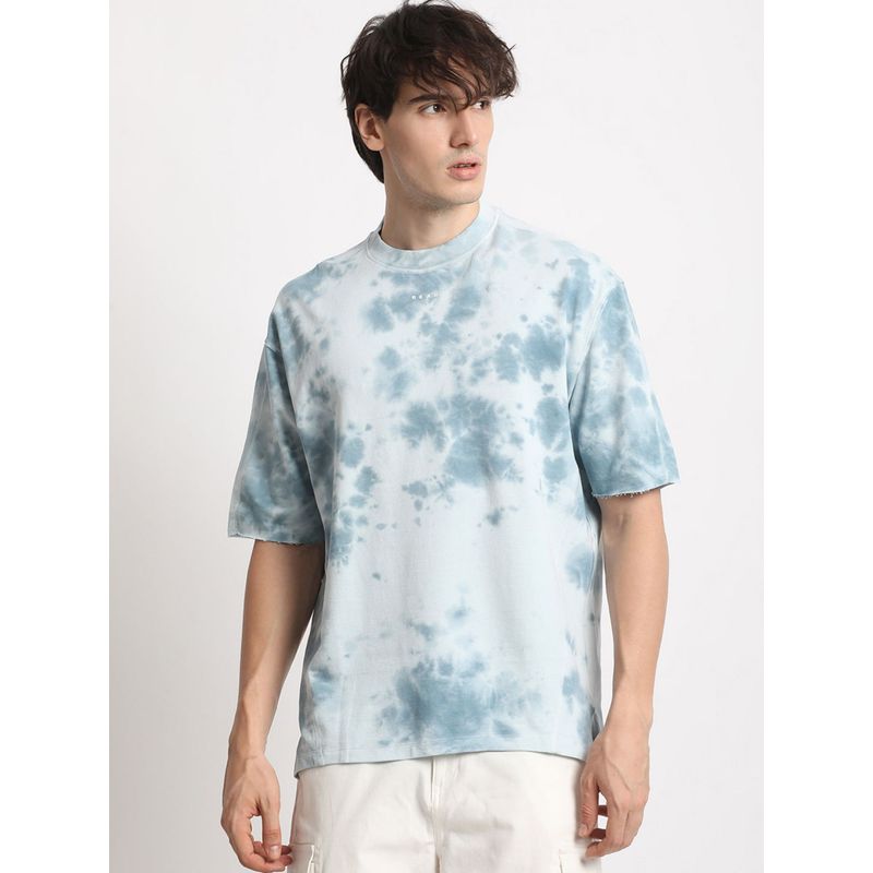 THE BEAR HOUSE Men Blue Relaxed Fit Round Neck T-Shirt (M)