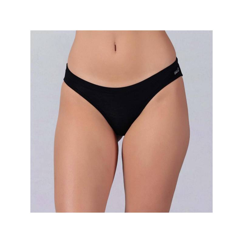 Tailor and Circus Womens Black Low Rise Mid Coverage Micro Modal Fabric Bikini (L)